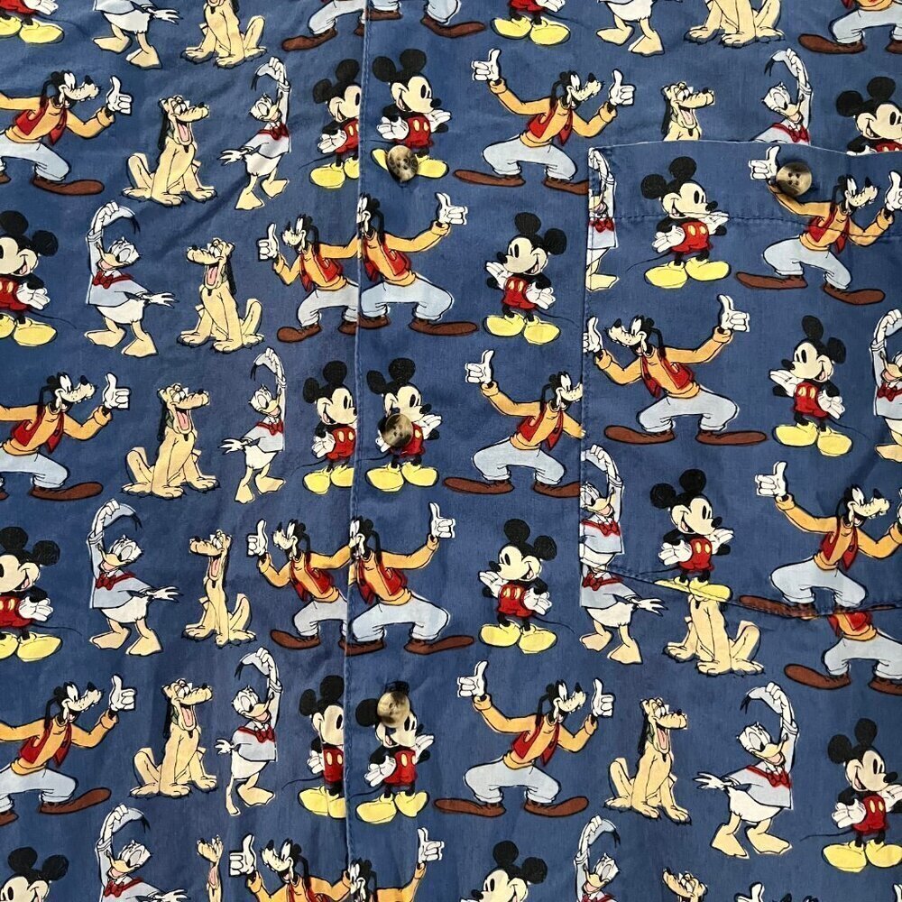 The Disney Store Vintage Blue Short Sleeve Button Down Shirt, Size Medium - Picture 3 of 10
